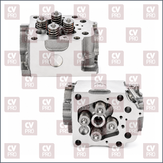 Engine Cylinder Head (EURO 2/3/4) full-without evb/top brake, exhaust valve angle 36° including guides, including seats including valves, including valve springs without camshaft THIS PRODUCT IS PERFECTLY COMPATIBLE TO REPLACE ITEMS WITH THE FOLLOWING OE NUMBERS MERCEDES BENZ 4570100821, 4570100521, 4570108720