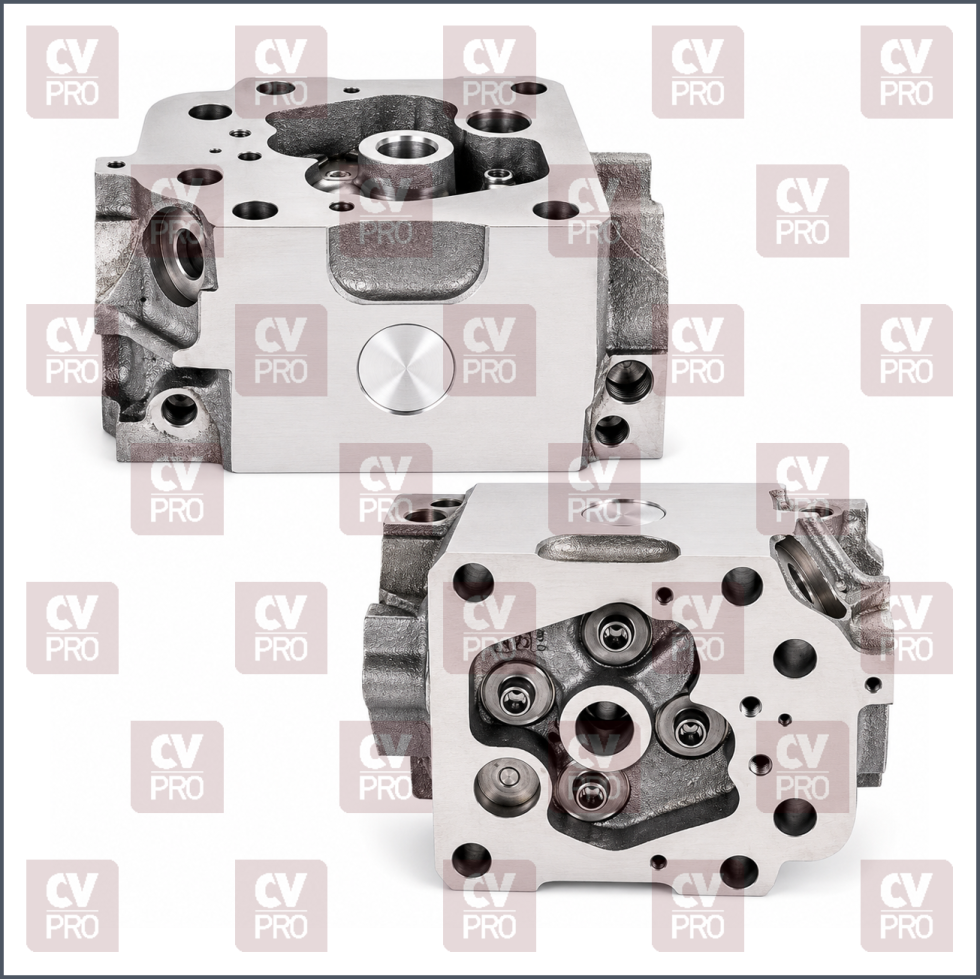 Engine Cylinder Head (EURO 2/3/4) bare-without evb/top brake, exhaust valve angle 36° including guides, including seats without valves, without valve springs without camshaft THIS PRODUCT IS PERFECTLY COMPATIBLE TO REPLACE ITEMS WITH THE FOLLOWING OE NUMBERS MERCEDES BENZ 4570100821, 4570100521, 4570108720